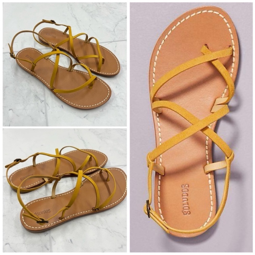 NWT Soludos Zoe Strappy Sandals In Marigold Leather Size 6